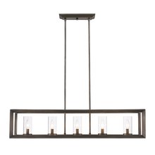 Golden 2073-LP GMT - Smyth 5 Light Linear Pendant in Gunmetal Bronze with Clear Glass